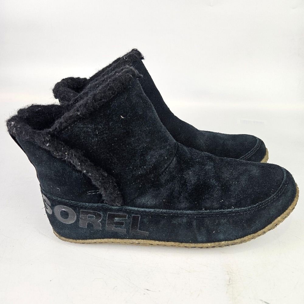 Sorel Nakisha Women's Black Suede Bootie Fleece Lined Size: 8